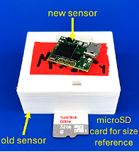 Image of third-generation Peapod sensor used during preliminary experiments and fourth-generation sensor that will be used on the manikin in future experiments to control for self-resonance