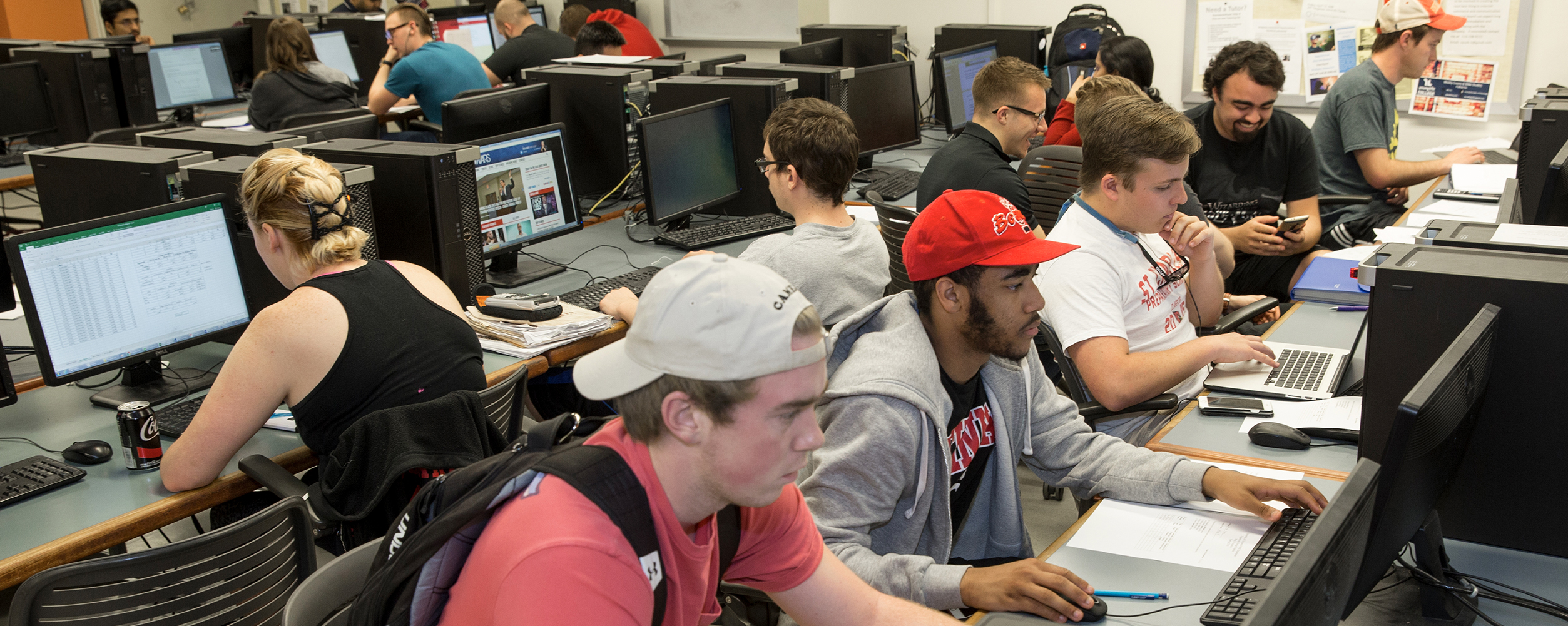 Students working in a computer lab