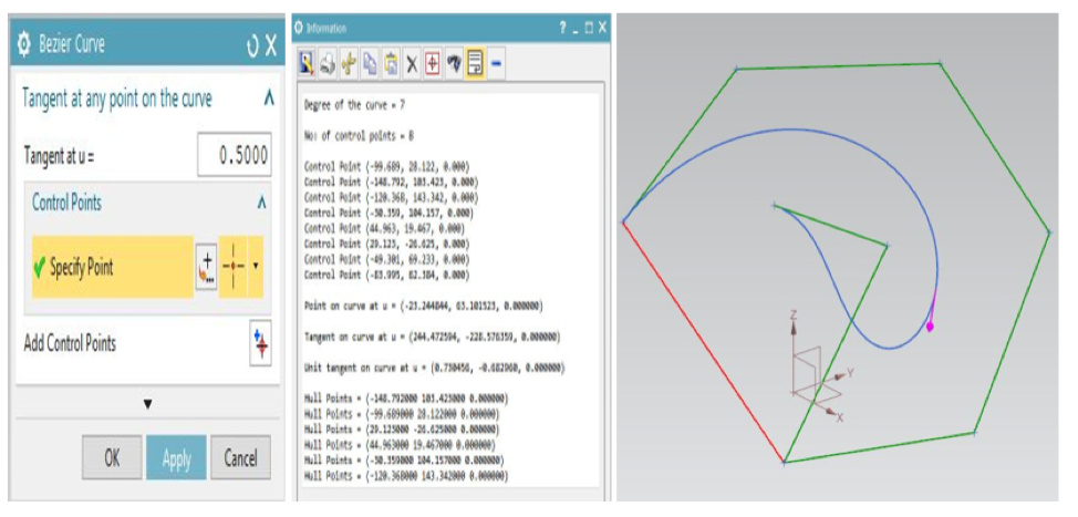 Bezier curve GUI and result