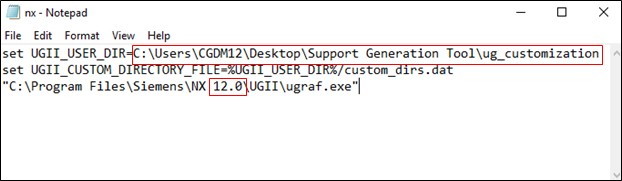 Figure 1 Notepad view showing path and version