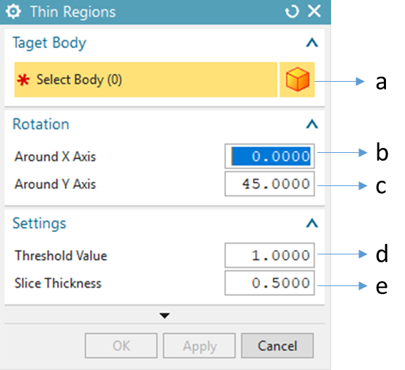 Thin feature GUI