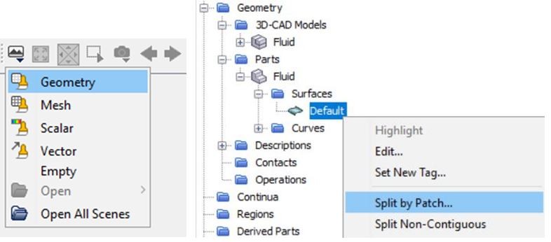 Create a geometry scene an split the default surface