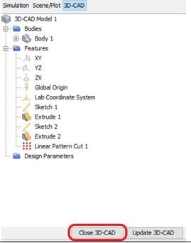 Exit the 3D-CAD mode
