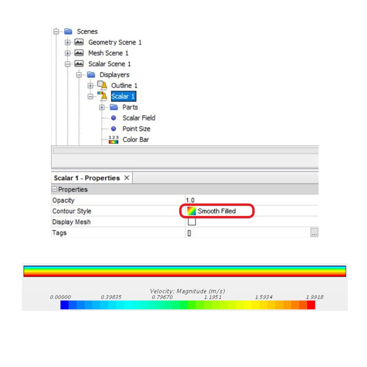 Smooth filled temperature contour