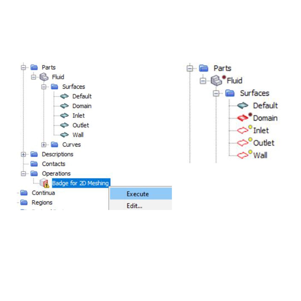 Execution of badge for 2D meshing