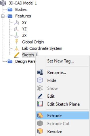 FiExtrusion of the sketch