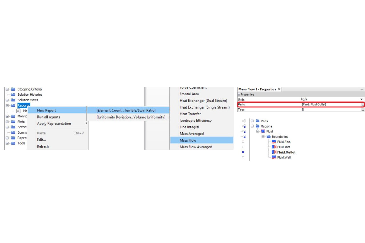 Figure 48 Create a report for mass flow rate