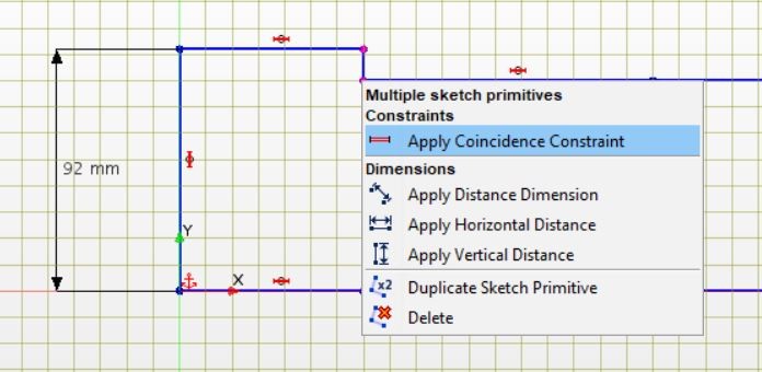 Apply coincident constraint
