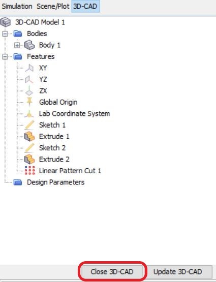 Exit the 3D-CAD mode