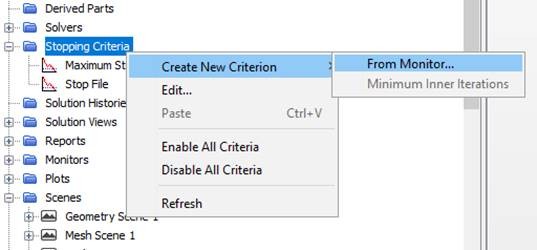 Figure 41 Create new converging criterion from monitor